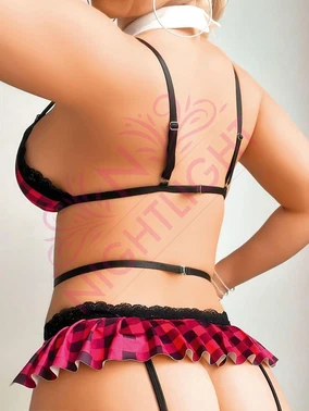 NightLight Kareli Dantelli Erotik Takım NightLight 7041 - Alternatif Görünüm