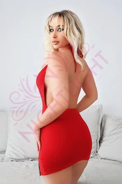 NightLight Bacak Kısmı Boncuk Detaylı Kırmızı Mini Fantazi Gecelik Nightlight 3641-1 - Alternatif Görünüm