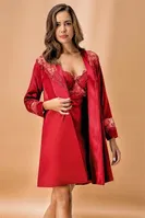 Nurteks 5384 Kaplı Saten Kimono Takım Bordo Bordo