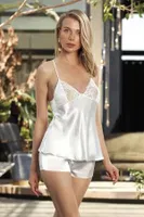 Nurteks 6692 6lı Gelin Çeyiz Saten Takım Ekru farklı açı