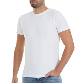 Yıldız Çamaşır O-Yaka Kısa Kollu Beyaz Likralı Erkek T-Shirt Yıldız 90