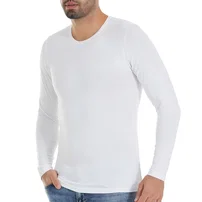 Yıldız Çamaşır O-Yaka Uzun Kollu Bambu Erkek Beyaz T-Shirt Yıldız 495