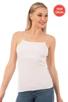 Örme Pamuklu Modal Esnek Rahat İnce Askılı Kadın Atlet Özkan 27042  Beyaz görsel 10