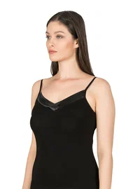 Özkan Premium Kumaş Viskon Saten Yakalı Esnek  İnce Askılı Atlet Özkan 2040