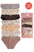 Özkan 26481 7li Paket Kadın Pamuklu Desenli Likralı Süprem Esnek Rahat Slip Bikini Külot