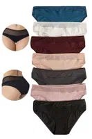 Özkan 26797 7'li Paket Kadın Bel Kismi Tül Detaylı Likralı Pamuklu Esnek Rahat Slip Bikini Külot