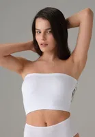 Pamuklu Kadın Crop Straplez Doreanse 9133 Beyaz
