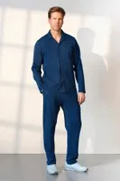 Pamuklu Kareli Gömlek Mavi Erkek Pijama Takımı Doreanse 25K4543