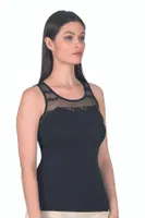 Pamuklu Likralı Dantelli Robalı Süprem Kadın Atlet Özkan 24185  Siyah görsel 8