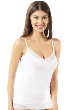 Özkan Pamuklu Modal Yakasi Eteği Dantelli İnce Askılı Kadın Atlet Özkan 22795 