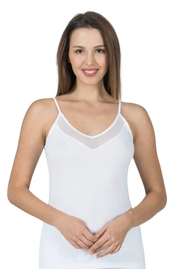 Özkan Pamuklu Modal Yakası Tül İnce Askılı Kadın Atlet Özkan 22813 