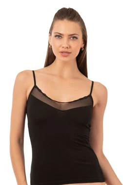 Özkan Pamuklu Tül Detaylı İnce Askılı Kadın Atlet Özkan 20572 