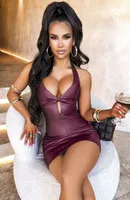 Parlak Mor Seksi Kadın Elbisesi Pink Night 4412 Mor