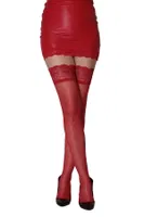 Party 15 Taşlı Silikonlu Dantelli Jartiyer Çorap Daymod D1324001 Kırmızı