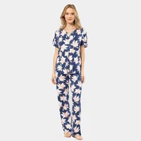 Türen Patlı Örme Kısa Kollu Gömlek Yaka Kadın Pijama Takımı Türen 3606