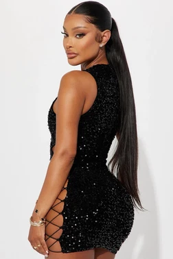 For Dreams Payetli Fantezi Siyah Mini Elbise For Dreams 8484 - Alternatif Görünüm