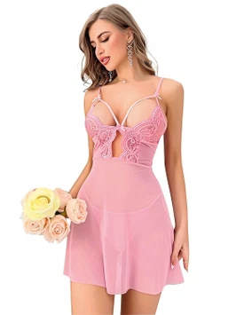 Pembe Fantezi Gecelik Takım Lily Bianca 959 - Alternatif Görünüm