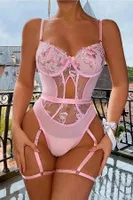 Pembe Transparan Çiçek Desenli Fantezi Babydoll For Dreams 8413 Pembe