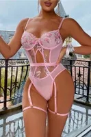 Pembe Transparan Çiçek Desenli Fantezi Babydoll For Dreams 8413 Pembe görsel 4