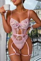 Pembe Transparan Çiçek Desenli Fantezi Babydoll For Dreams 8413 Pembe görsel 5