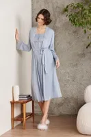 Penye Dantelli Kare Yaka Gecelik Sabahlık Takım Pierre Cardin 4005  görsel 7