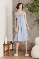 Penye Dantelli Kare Yaka Gecelik Sabahlık Takım Pierre Cardin 4005  görsel 8