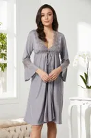 Penye Gecelik Sabahlık Pijama Takım Şort Takım 6'lı Çeyiz Seti Pierre Cardin 5325 Gri görsel 23