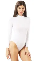 Penye Likralı Pamuklu Balıkçı Dik Yaka Uzun Kollu Kancalı Çıtçıtlı Örme Body Özkan 0614 Beyaz farklı açı