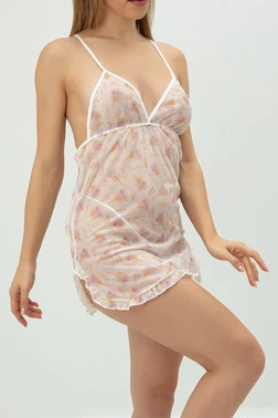 Phevos Phevos Desenli Göğüs Dekolteli Gecelik 012-002251