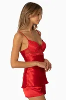 Askılı Saten Kısa Şort Kadın Pijama Takım Pierre Cardin 415 Kırmızı görsel 12