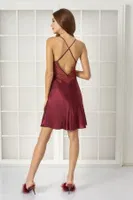 Pierre Cardin 605 Saten Dantel Gecelik Bordo görsel 6