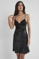 Dantelli Saten Askılı Kadın Gecelik Pierre Cardin 608 Siyah