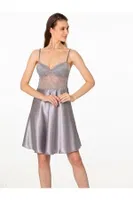 Dantelli Kaplı Kısa Askılı Saten Gecelik Pierre Cardin 627 görsel 9