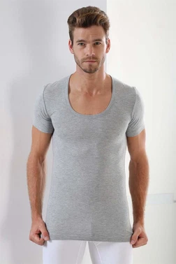 Arma Yıldız Premium Erkek Gri Bisiklet Yaka Tişört Arma Yıldız 1002 - 3 ADET - Alternatif Görünüm