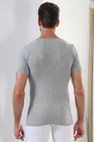 Premium Erkek Gri %100 Pamuk O Yaka Tişört Arma Yıldız 1004 Gri detay görünüm