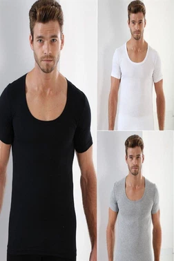 Arma Yıldız Premium Erkek Siyah Beyaz Gri Bisiklet Yaka Tişört Arma Yıldız 1002 - 3 ADET