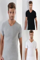 Premium Erkek Siyah Beyaz Gri V Yaka T-shirt Arma Yıldız 1003 - 3 ADET Görsel
