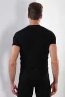 Premium Erkek Siyah %100 Pamuk O Yaka Tişört Arma Yıldız 1004 Siyah detay görünüm