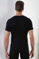 Premium Erkek Siyah %100 Pamuk Yuvarlak Yaka Tişört Arma Yıldız 1002 Siyah detay görünüm