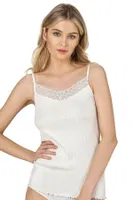 Premium Kumaş Esnek Viskon Kaşkorse Dantelli İp Askılı Kadın Atlet Özkan 26956  Ekru görsel 4