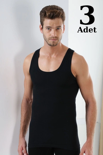 Premium Siyah Erkek Atlet 3'lü Paket Arma Yıldız 1001 - 3 ADET