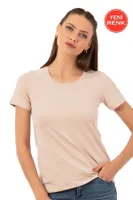 Premium Yumuşak Rahat Kumaş Viskon Bisiklet Yaka Kısa Kollu Örme T-shirt Özkan 26976 Ten görsel 7