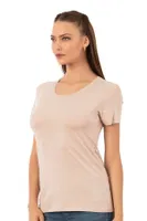 Premium Yumuşak Rahat Kumaş Viskon Bisiklet Yaka Kısa Kollu Örme T-shirt Özkan 26976 Ten görsel 9