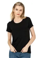 Premium Yumuşak Rahat Kumaş Viskon Bisiklet Yaka Kısa Kollu Örme T-shirt Özkan 26976 Siyah farklı açı