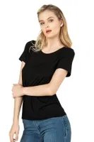Premium Yumuşak Rahat Kumaş Viskon Bisiklet Yaka Kısa Kollu Örme T-shirt Özkan 26976 Siyah görsel 6