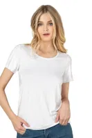 Premium Yumuşak Rahat Kumaş Viskon Bisiklet Yaka Kısa Kollu Örme T-shirt Özkan 26976 Beyaz