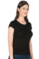 Premium Yumuşak Rahat Kumaş Viskon Bisiklet Yaka Kısa Kollu Örme T-shirt Özkan 7123 Siyah görsel 4