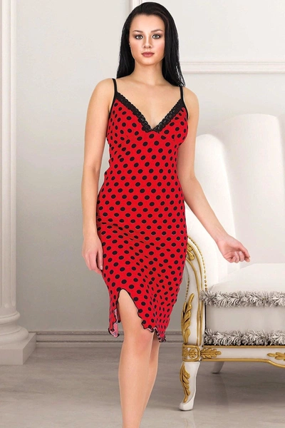 Puantiyeli Askılı Kısa Gecelik Lady 6199