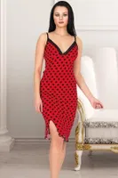 Puantiyeli Askılı Kısa Gecelik Lady 6199 Kırmızı