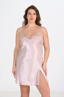 Ahu Lingerie Pudra 2li Büyük Beden Gecelik Sabahlık Takımı Bigsize Ahu 6214 - Alternatif Görünüm